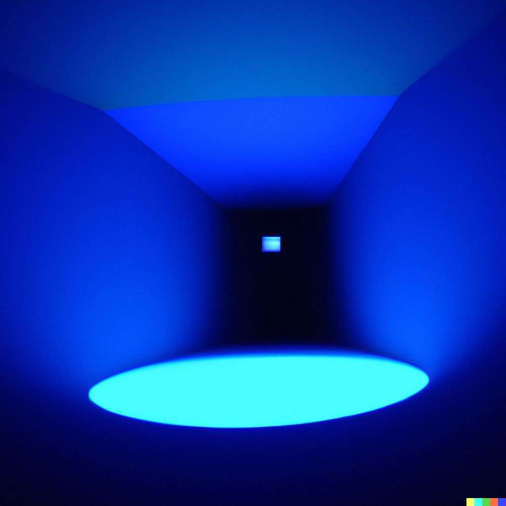 the discovery of gravity in a light installation by James Turrell, photograph